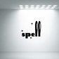 Halloween vinyl wall decal with bold black "spell" lettering and small star accents