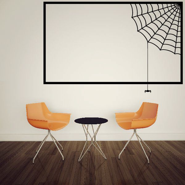 Image of Halloween Spider Web and Rectangle Frame Style Decal