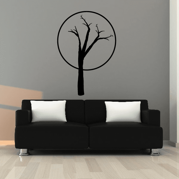 Image of Halloween Spooky Tree Moon Holiday Vinyl Wall Decal Mural Quotes Words ARTH3H1