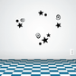 Halloween star and swirl vinyl wall decals, scattered black shapes