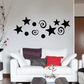 Halloween vinyl wall decal: black stars and swirls with spiral accents