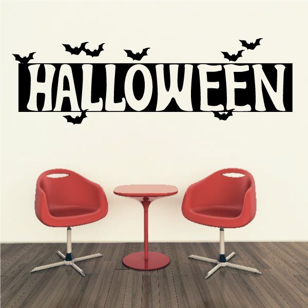 Image of Halloween Text Bats Decal