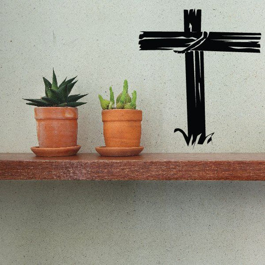 Image of Halloween Tied Wooden Cross Decal