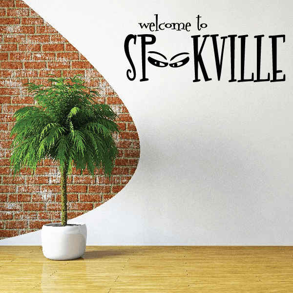 Image of Halloween Welcome to Spookville Holiday Vinyl Wall Decal Mural Quotes Words ARTH3F3all