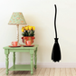 Black witch broomstick wall decal with long handle and bristled end