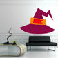 Witch hat sticker with purple brim and orange buckle accent
