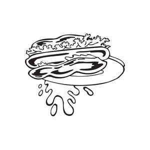Hamburger on a plate wall decal in black line art