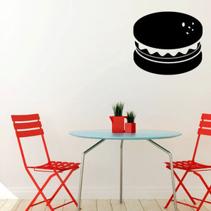 Black hamburger silhouette wall decal with sesame dots and layered patty