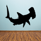 Hammerhead shark turning decal, black vinyl silhouette with curved fins