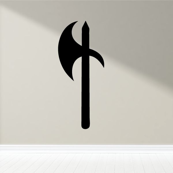 Hand axe decal with black axe silhouette