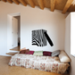 Zebra stripe wall decal featuring a black and white tail silhouette