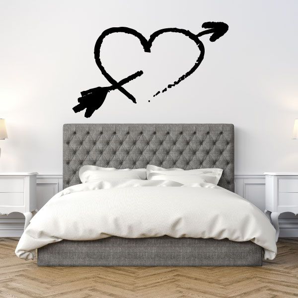 Image of Hand Drawn Style Valentines Day Heart with Arrow Decal