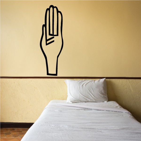 Hand wall decal with black outline of an Egyptian-style hand