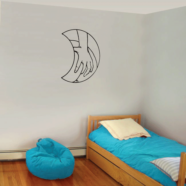 Moon and hand outline decal