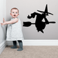 Black witch riding a broom wall decal silhouette