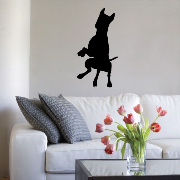 Black doberman pinscher hand-shaking wall decal silhouette
