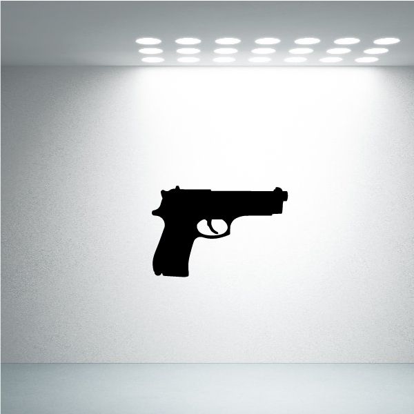 Black handgun silhouette decal