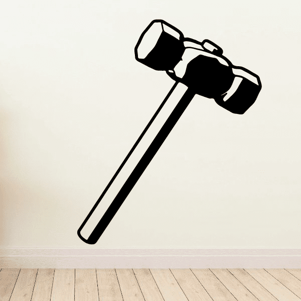 Handheld sledgehammer decal sticker, black silhouette with handle and head