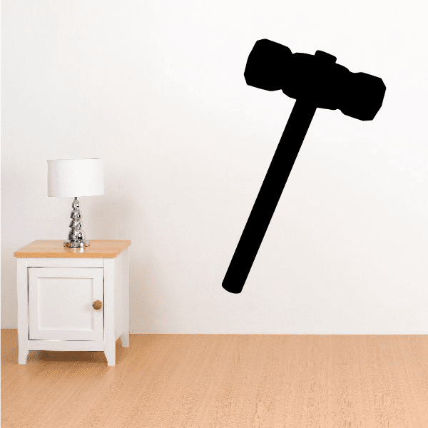Black handheld sledgehammer silhouette decal