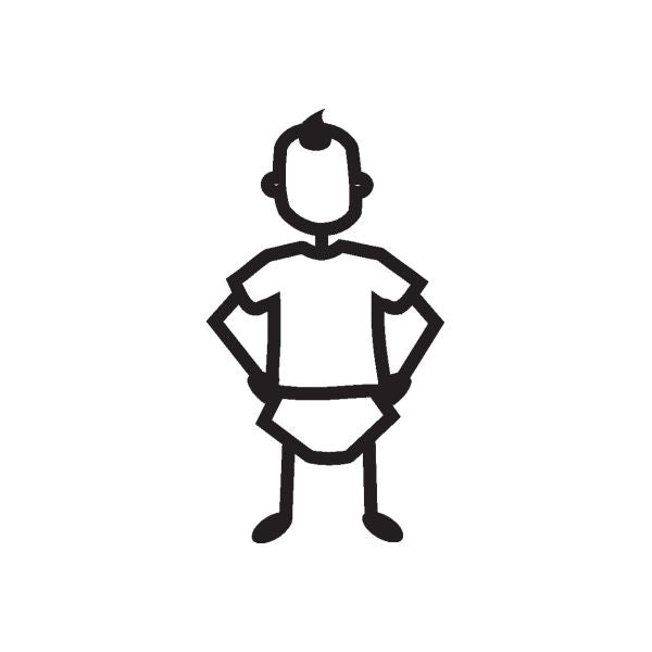 Baby hands-on-hips decal with black outline baby figure