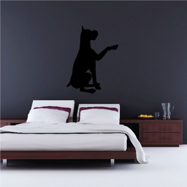 Dog handshake decal, black vinyl silhouette