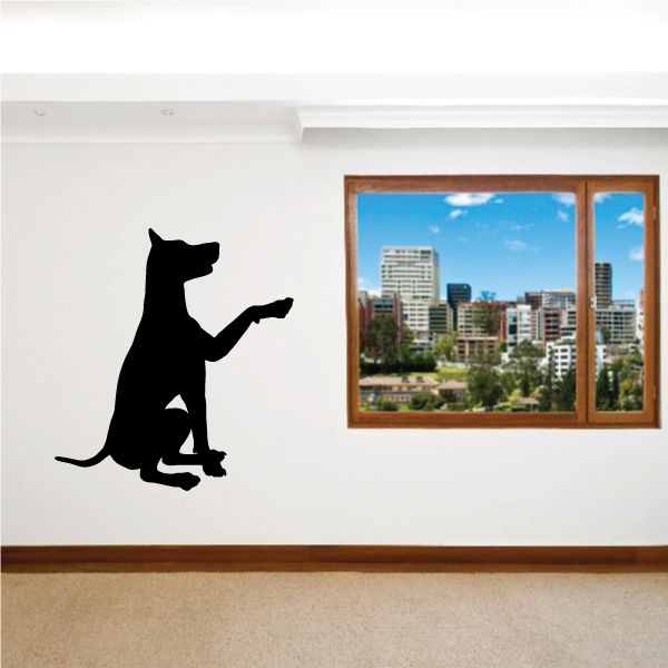 Doberman pinscher decal in handshake pose, black silhouette