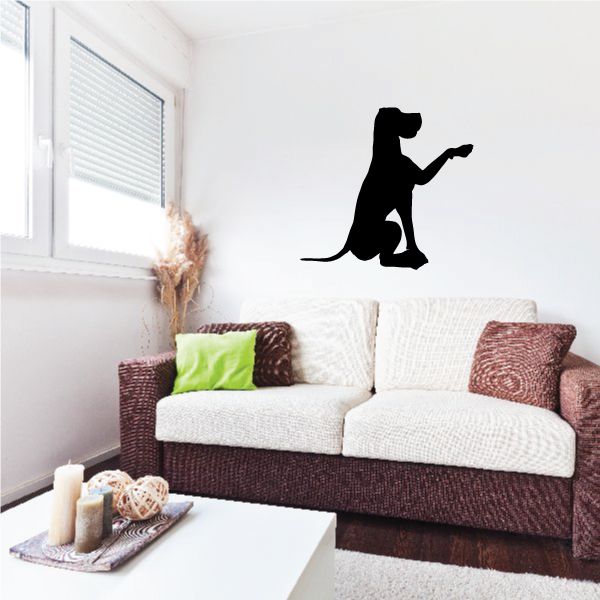 Handshake dog and person wall decal silhouette