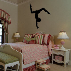 Gymnast handstand wall decal, black silhouette