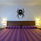 Black hanging spider wall decal with detailed webbed legs and oval body