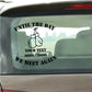 Memorial car decal with 'UNTIL THE DAY' and 'WE MEET AGAIN' plus cross icon