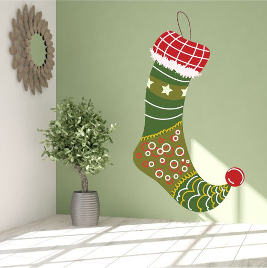 Image of Hanging Elf Stocking Printed Die Cut Decal