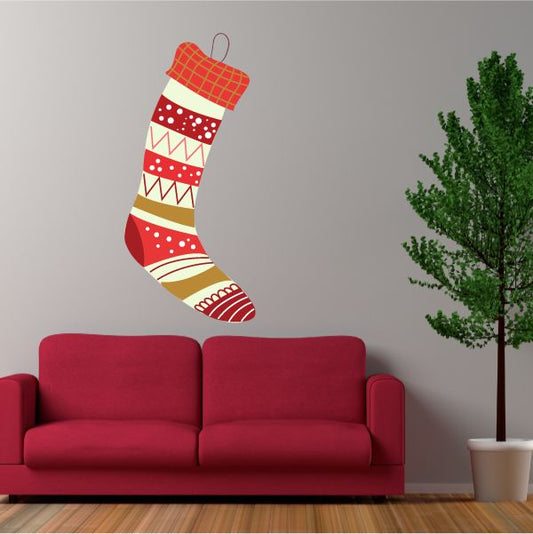 Image of Hanging Red Stocking Printed Die Cut Decal