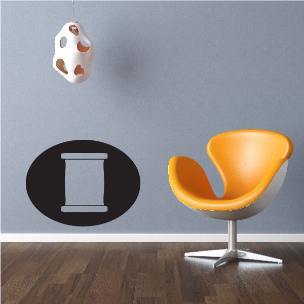 Hanukkah pillar icon oval decal, white column on dark oval