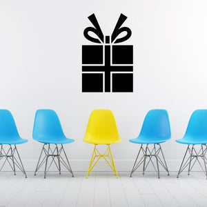 Hanukkah present decal with black gift box and ribbon bow design