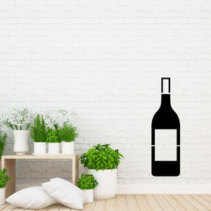 Wine bottle wall decal, bold black silhouette, no text