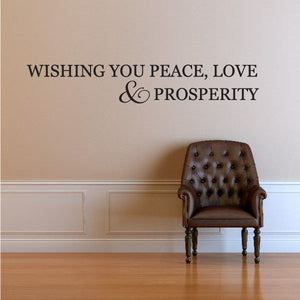 Hanukkah wishing quote decal with text "Wishing you peace, love & prosperity"