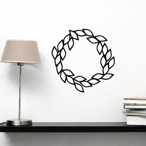Hanukkah wreath decal with black leaf wreath circle design