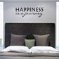 Wall decal with script text: HAPPINESS is a journey