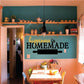 Wall decal with “Happiness is Homemade” text and black rolling pin silhouette
