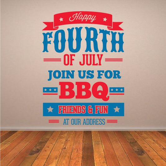 Image of Happy 4th Of July Join Us For BBQ Decal