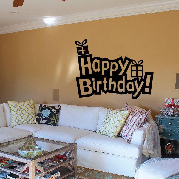 Image of Happy Birthday Exclamation Presents Decal