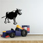 Happy bull decal with a black standing cartoon bull silhouette