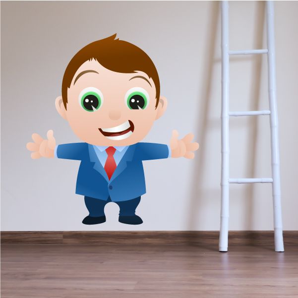 Image of Happy Cartoon Businessman Wall Decal - Vinyl Sticker - Car Sticker - IDCOLOR003