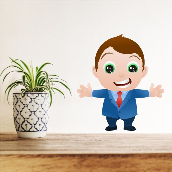 Image of Happy Cartoon Businessman Wall Decal - Vinyl Sticker - Car Sticker - IDCOLOR006