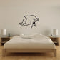 Cartoon dolphin wall decal, smiling line-drawn dolphin with open mouth