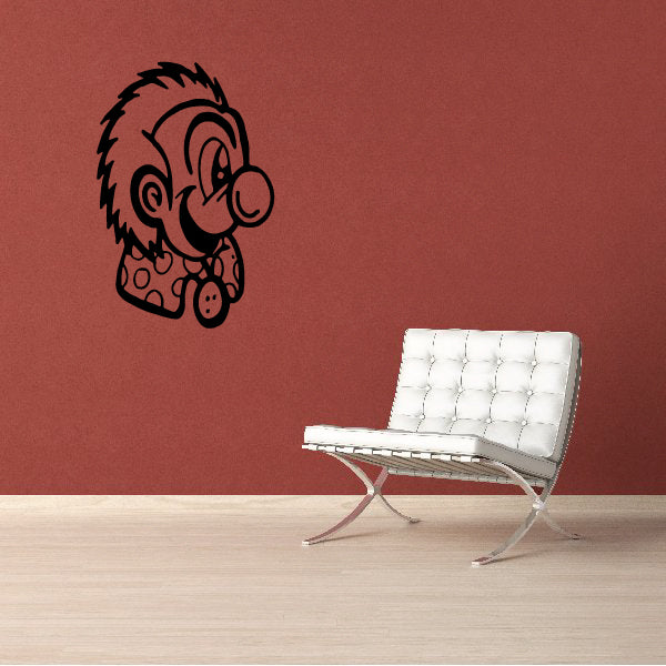 Multicolor clown face wall decal with curly hair and cheek markings