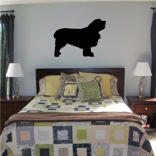Happy Clumber Spaniel decal with black dog silhouette