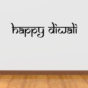 Happy Diwali script decal with black "happy diwali" lettering