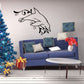 Dolphin swim wall decal with black outline and seaweed-like accents