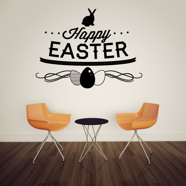 Image of Happy Easter Bunny and Eggs Decal